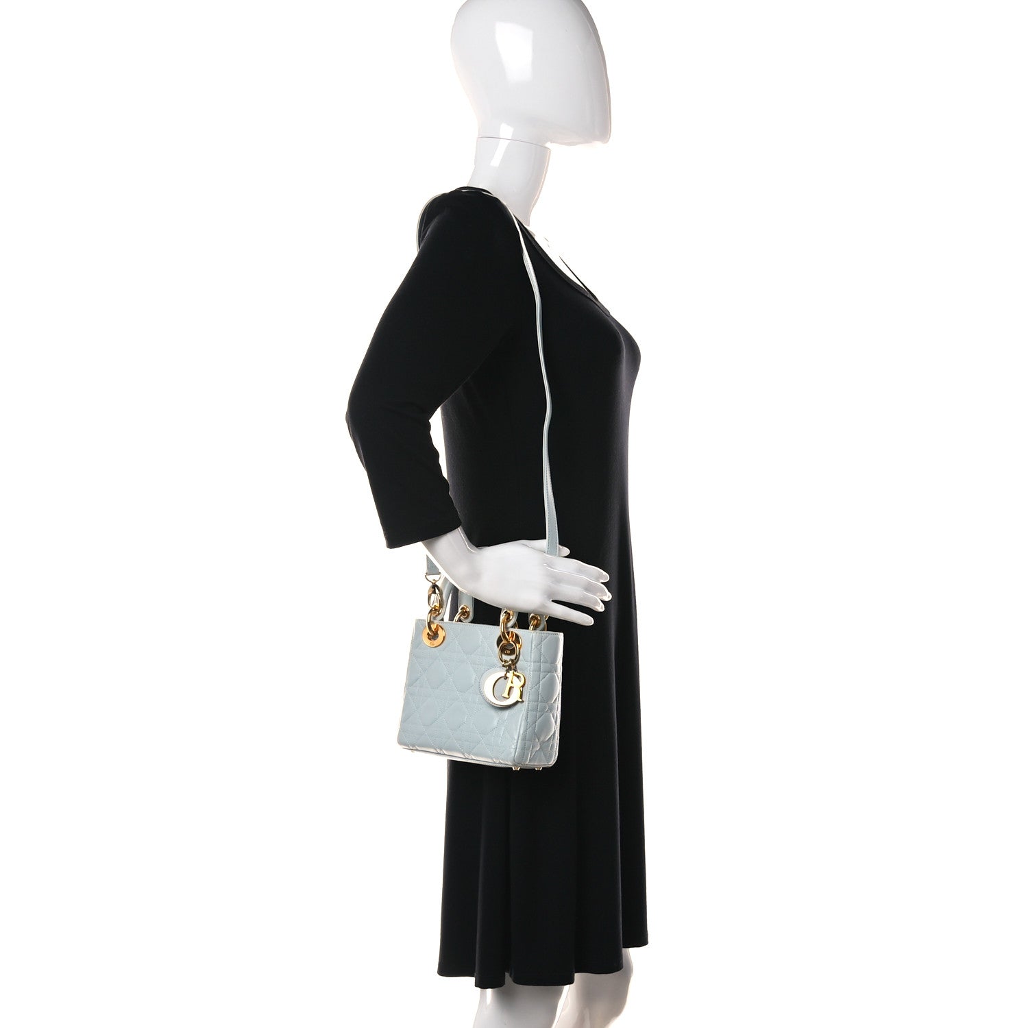 Christian Dior Lambskin Cannage Mini Lady Dior Light Blue 2 of 12