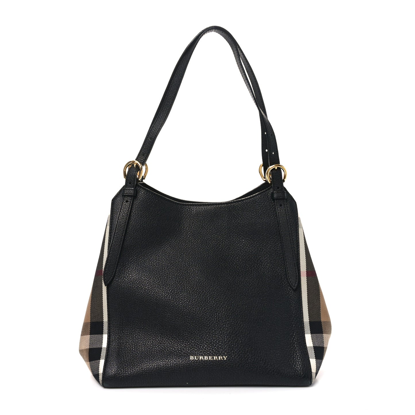 Grainy Calfskin House Check Small Canterbury Black