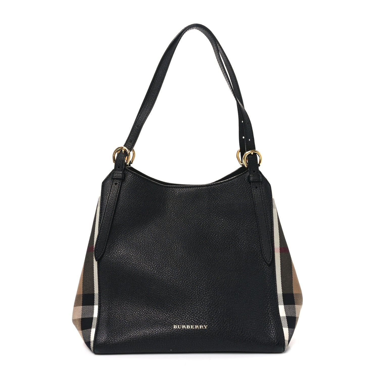 Burberry Grainy Calfskin House Check Small Canterbury Black 1 of 10
