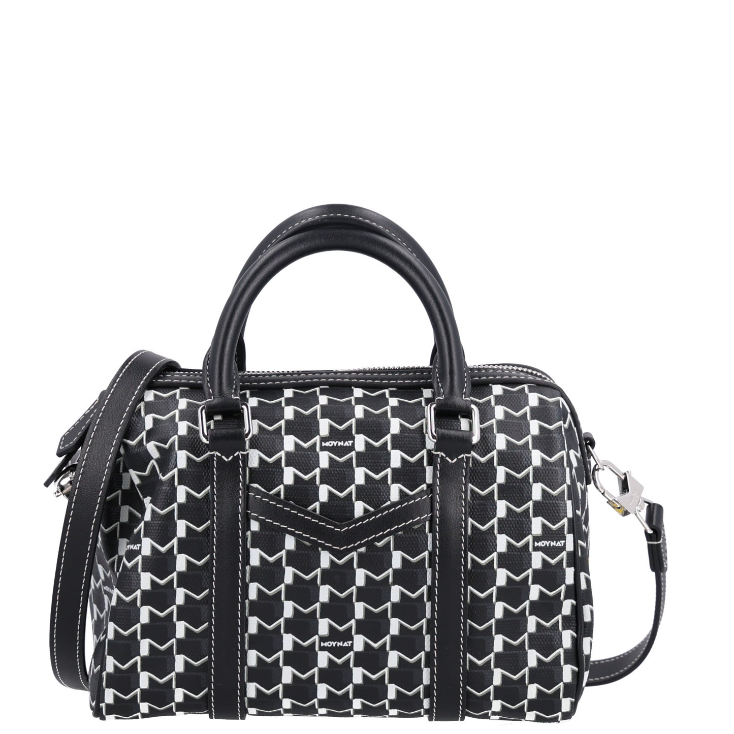 X KASING LUNG Calfskin Canvas M Labubu Boston Bag Black Multicolor