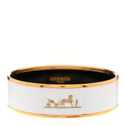 Hermes Enamel Printed Wide Caleche Bracelet White 1 of 6