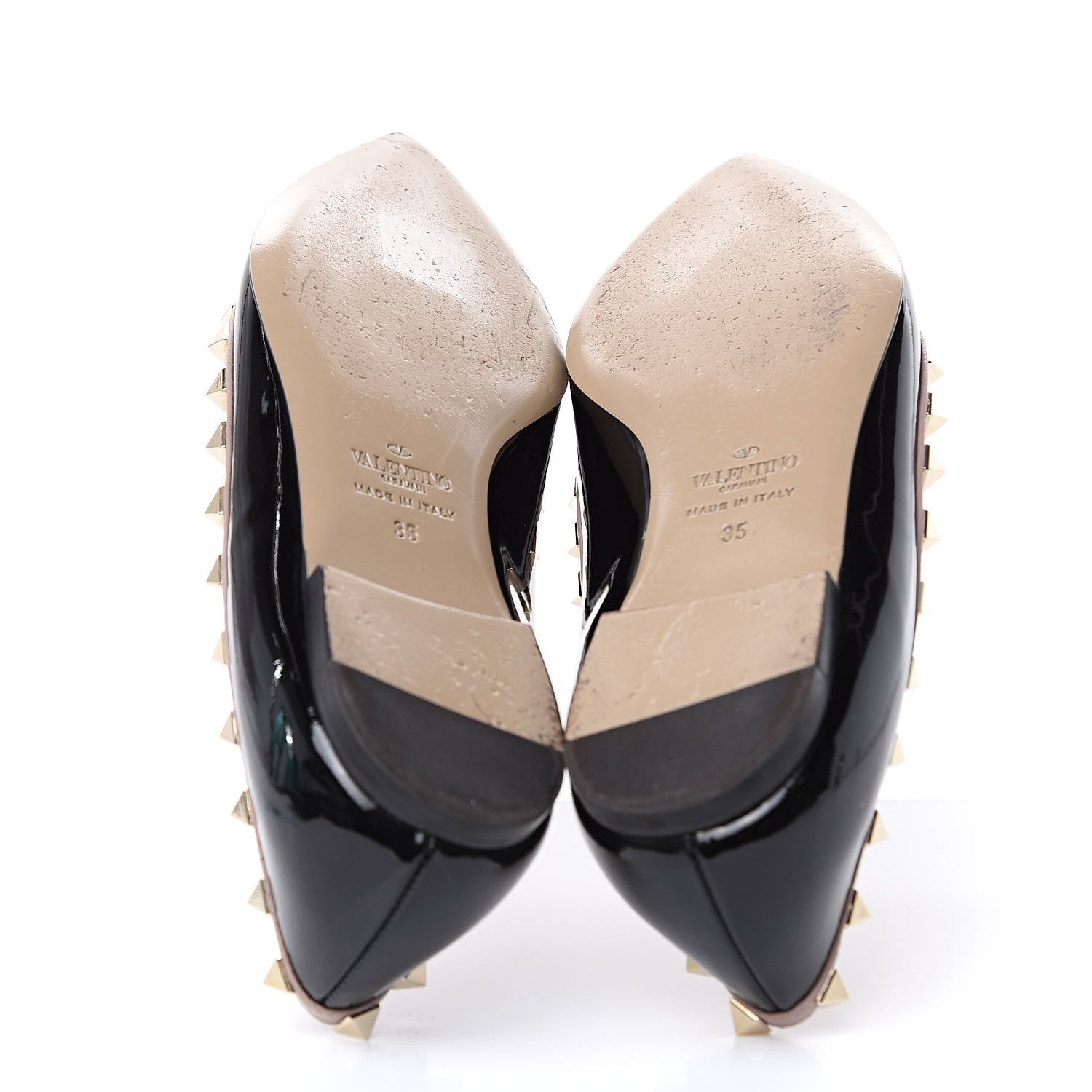 Valentino Garavani Patent Nappa Rockstud Ballerina Flats 35 Black Poudre 5 of 13