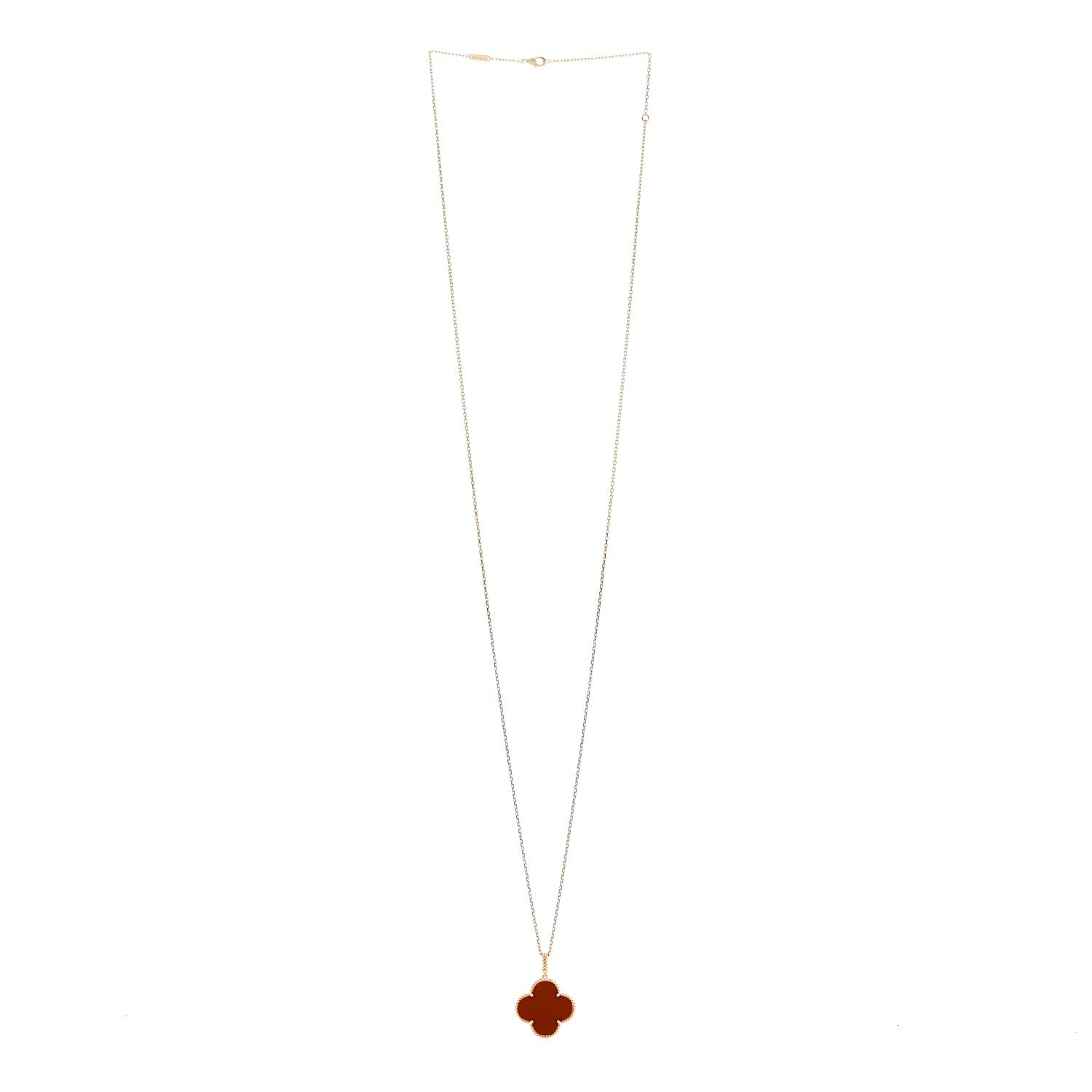 Van Cleef & Arpels 18K Yellow Gold Carnelian Magic Alhambra Long Necklace 3 of 6