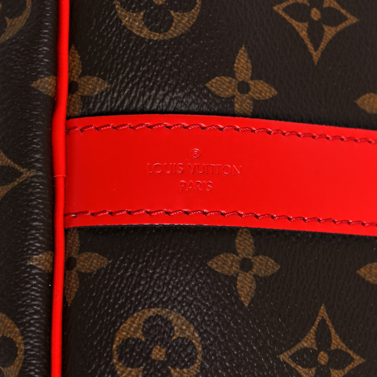 Calfskin Monogram Keepall Bandouliere 50 Coquelicot