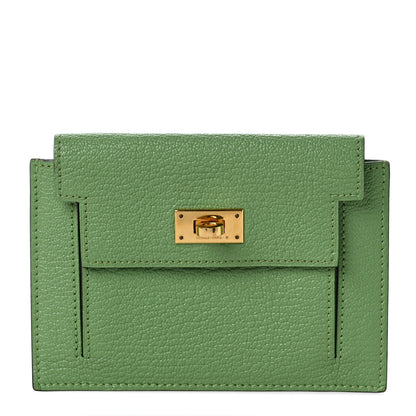 Hermes Chevre Mysore Kelly Pocket Compact Wallet Vert Criquet 1 of 6
