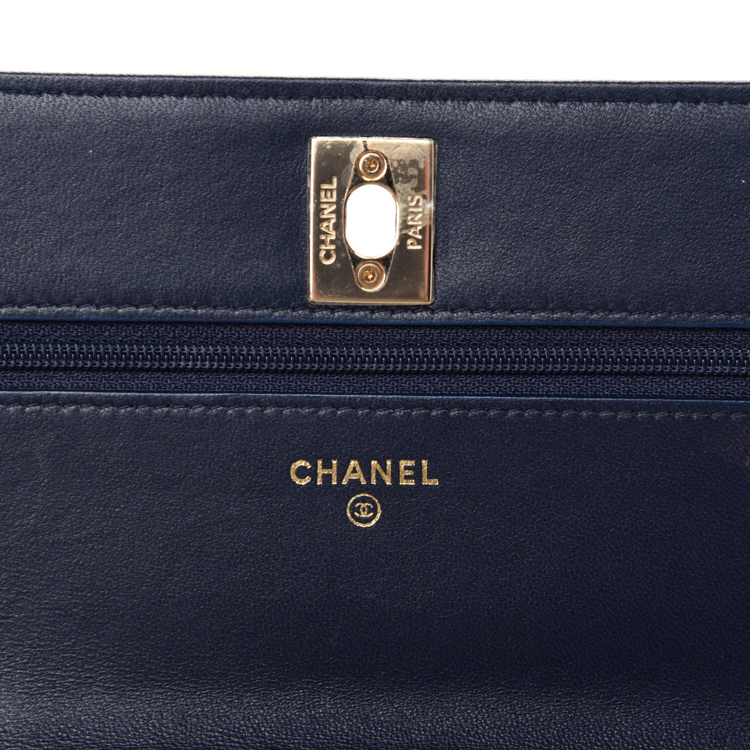 Chanel Lambskin Quilted Trendy CC Wallet On Chain WOC Navy 8 of 11