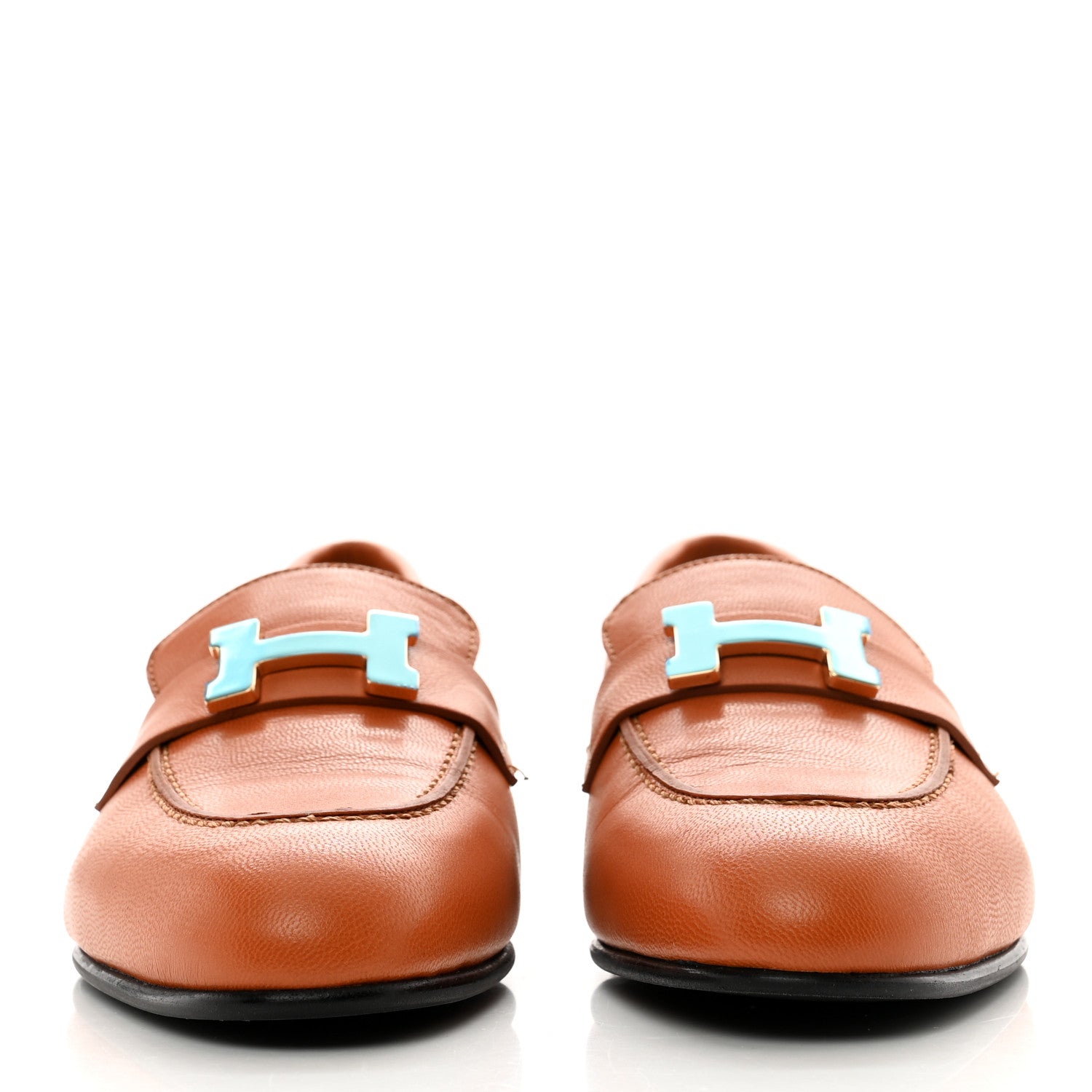 Hermes Goatskin Womens Paris Loafers 35.5 Naturel 2 of 10