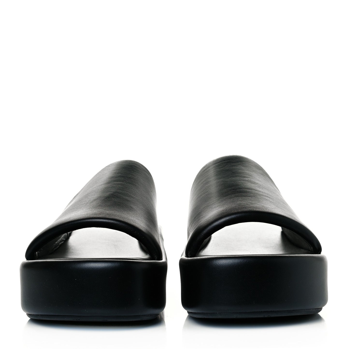 Smooth Nappa Logo Rise Platform Sandals 38 Black White