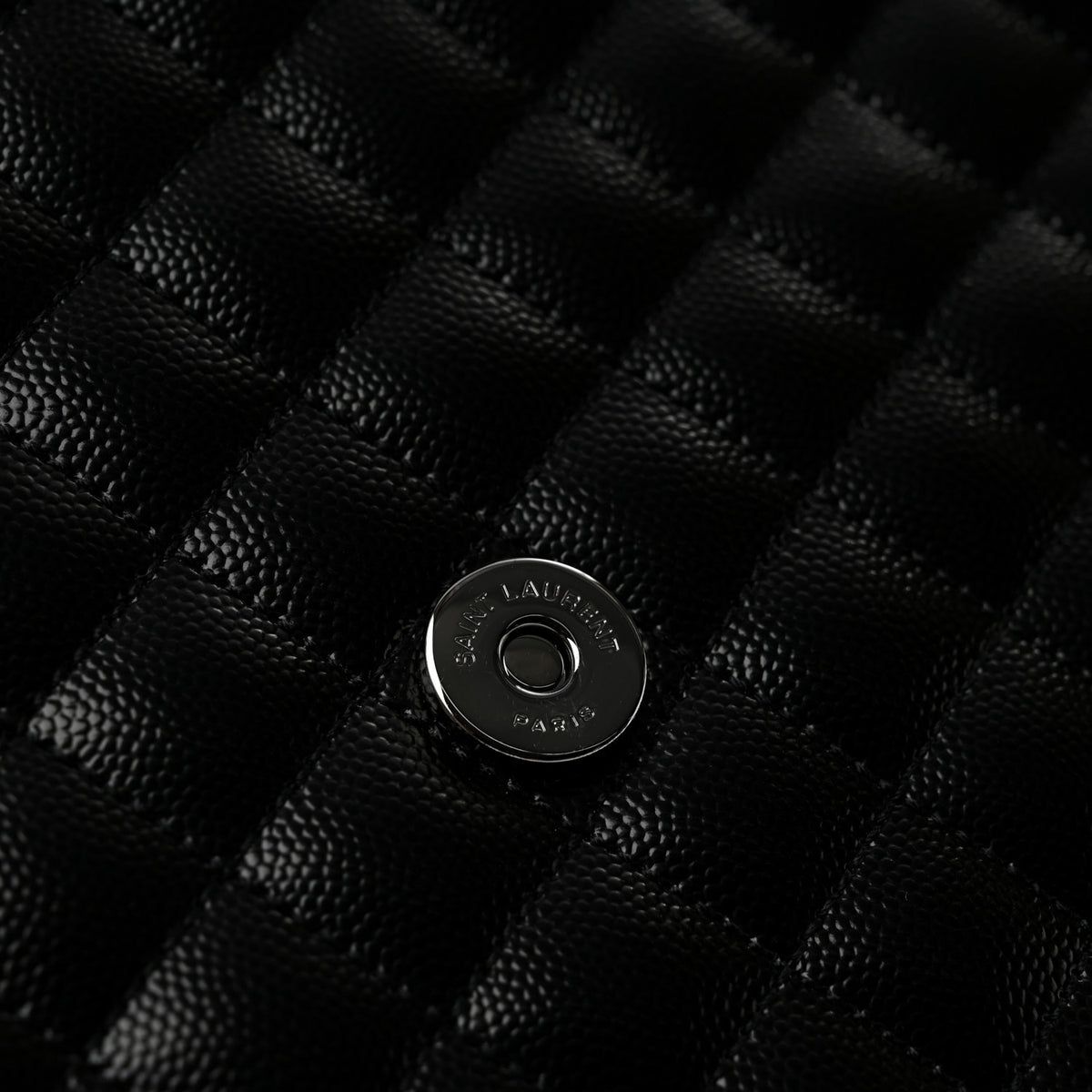Grain De Poudre Textured Mixed Matelasse Large Triquilt Monogram Monochrome Satchel Black