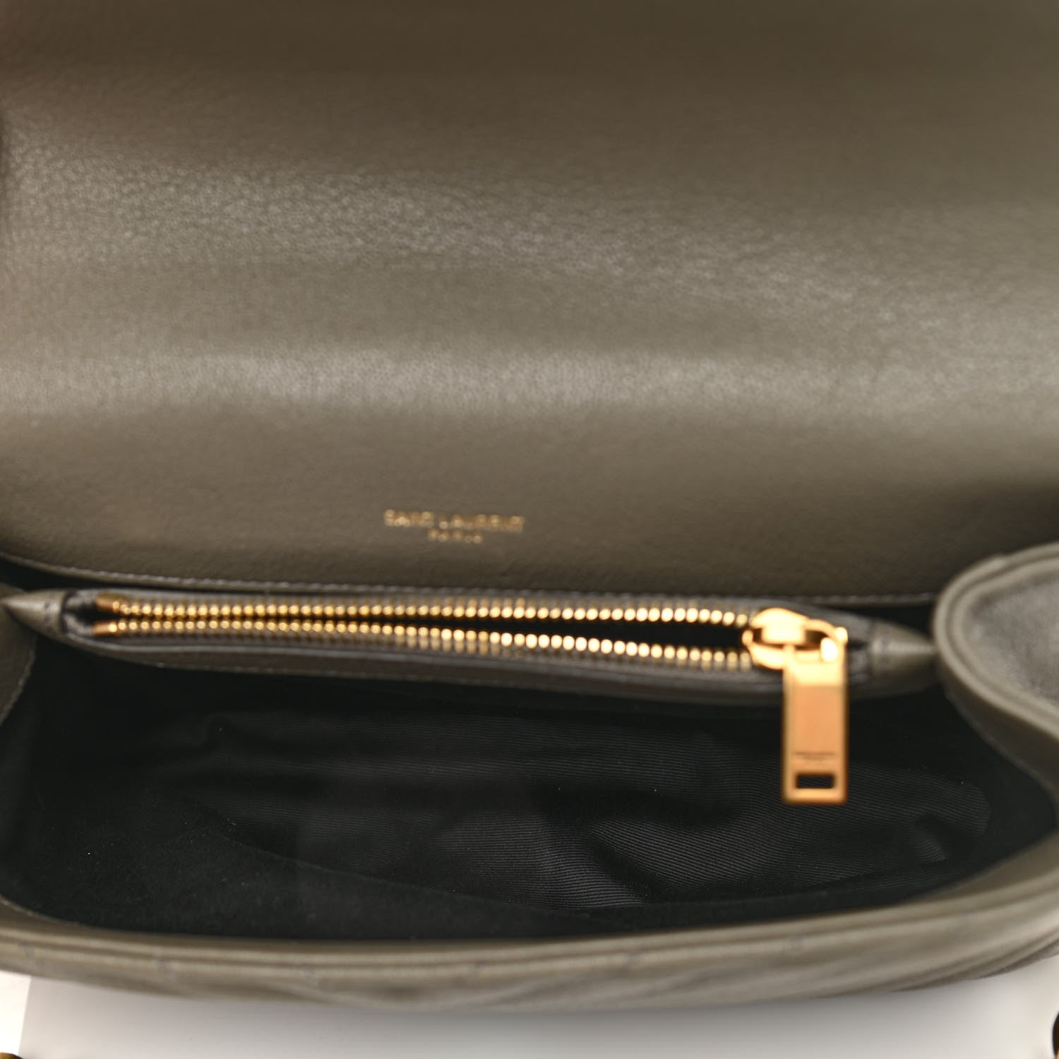 Saint Laurent Sheepskin Matelasse Chevron Monogram Medium College Bag Seaweed 4 of 10