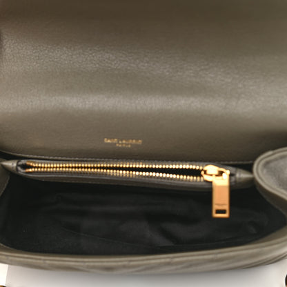 Saint Laurent Sheepskin Matelasse Chevron Monogram Medium College Bag Seaweed 4 of 10