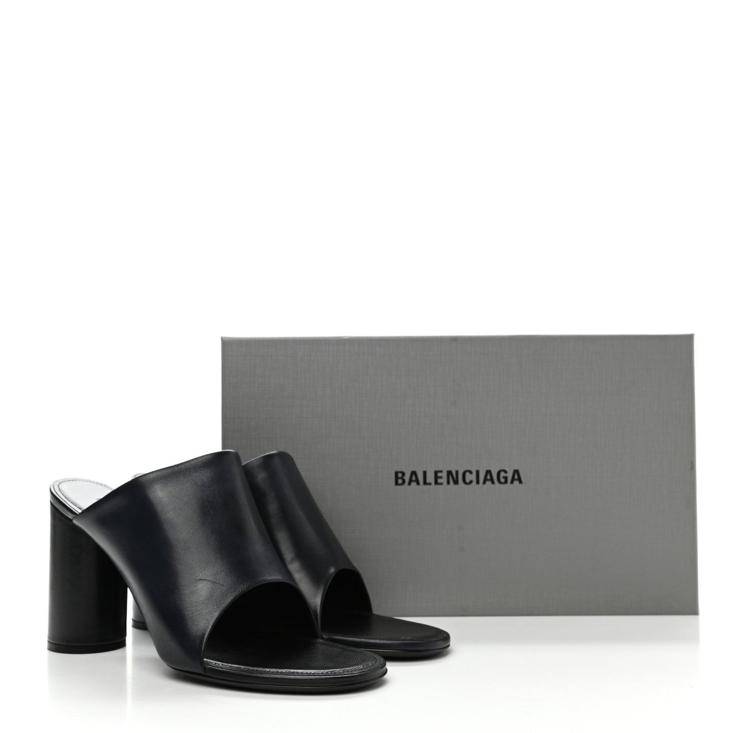 Shiny Sheepskin Oval 90mm Mule Pump 40 Navy
