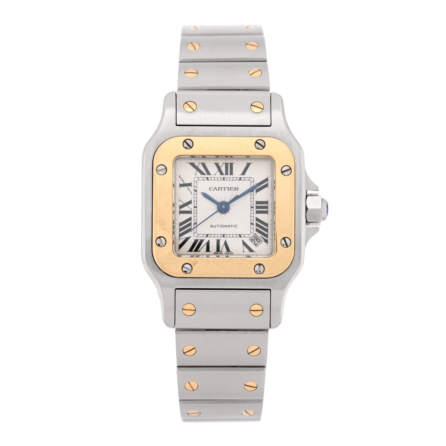 Stainless Steel 18K Yellow Gold 24mm Santos De Cartier Galbee Automatic Watch
