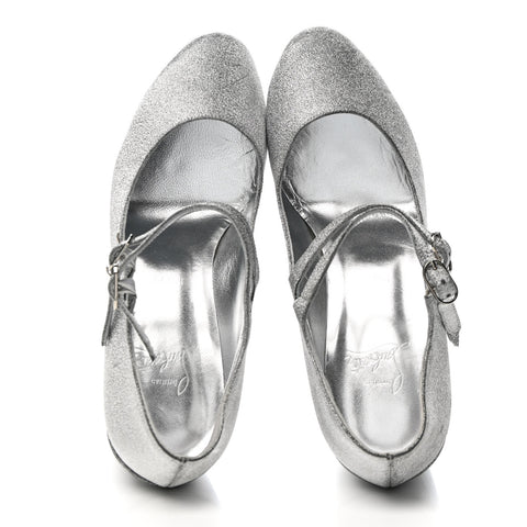 Glitter Calfskin Movida Jane 130 Platform Pump 38.5 Silver