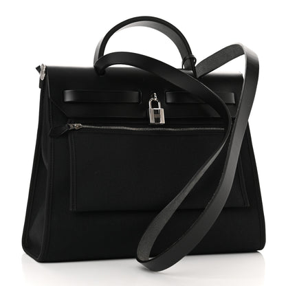 Hermes Military Toile Vache Hunter Herbag Zip PM 31 Black 3 of 10