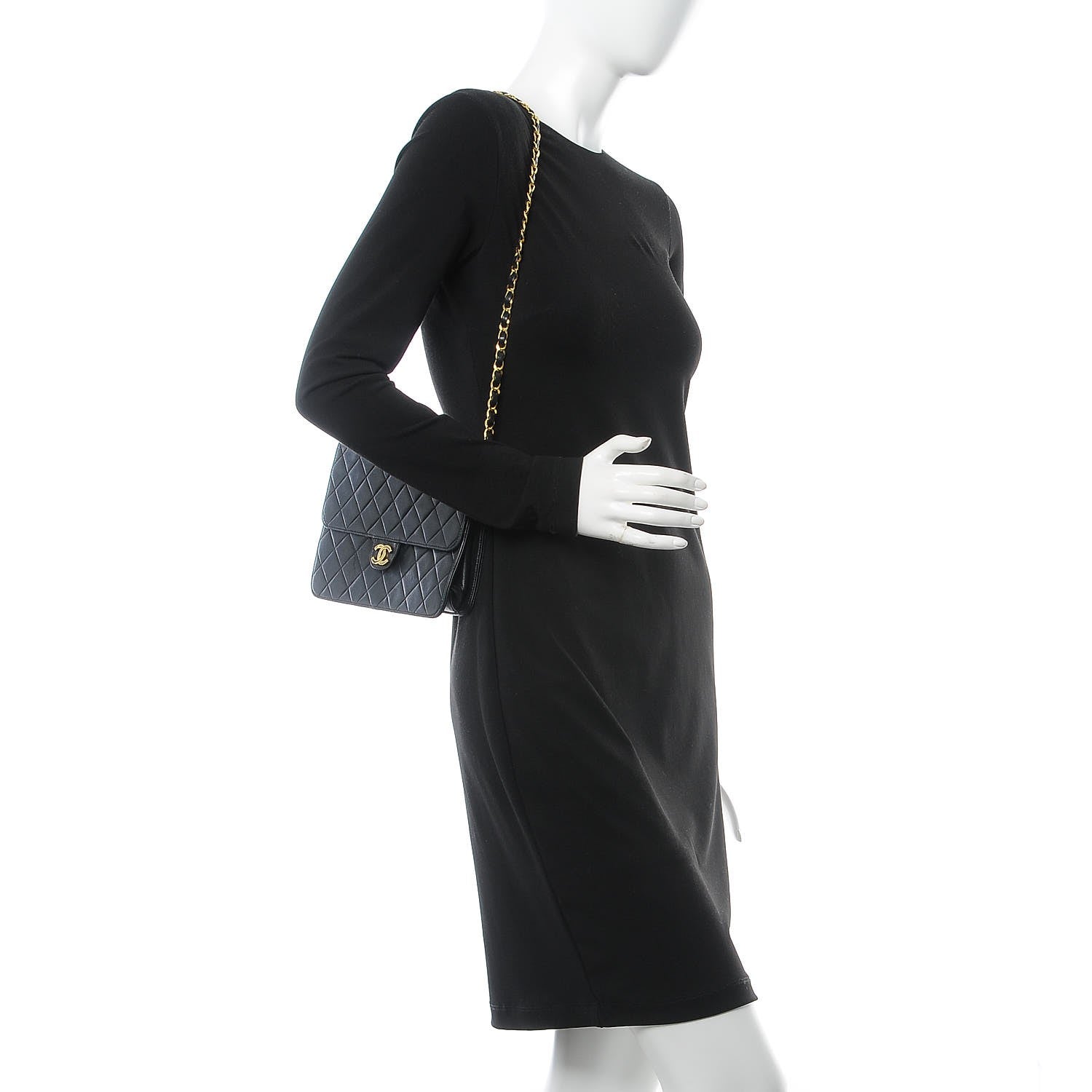 Chanel Lambskin Quilted Medium Single Flap Black 2 of 14