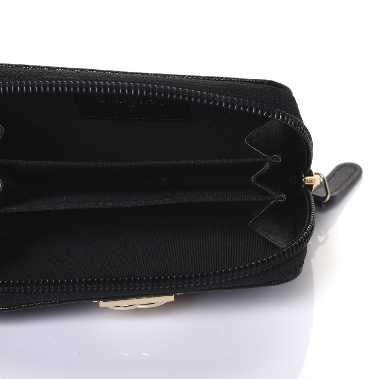 Caviar Chevron Quilted Boy Zip Around Coin Purse Wallet Black
