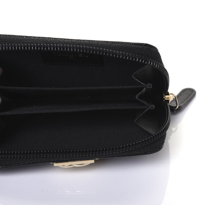 Chanel Caviar Chevron Quilted Boy Zip Around Coin Purse Wallet Black 5 of 11