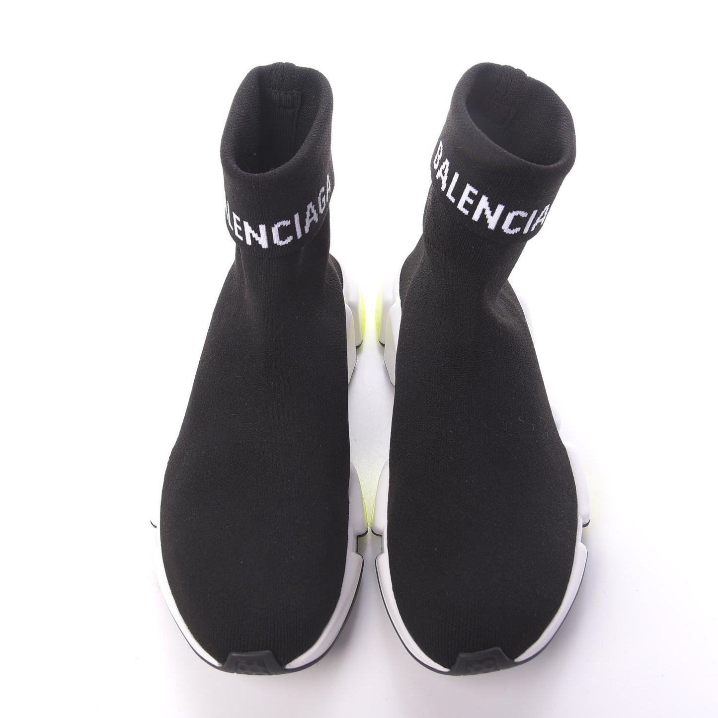 Neoprene Knit Mens Speed Cuffed Sneakers 39 Black White Yellow Fluo