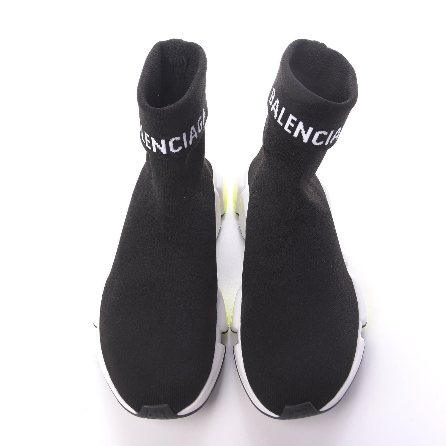 Balenciaga Neoprene Knit Mens Speed Cuffed Sneakers 39 Black White Yellow Fluo 5 of 10