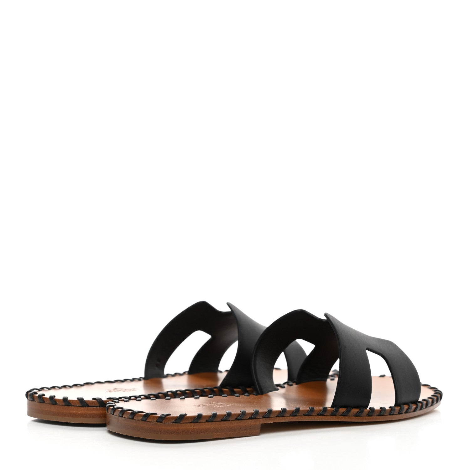Hermes Box Calfskin Braided Oran Sandals 37 Black 4 of 8