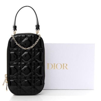 Christian Dior Patent Cannage Lady Dior Phone Holder Black 10 of 10
