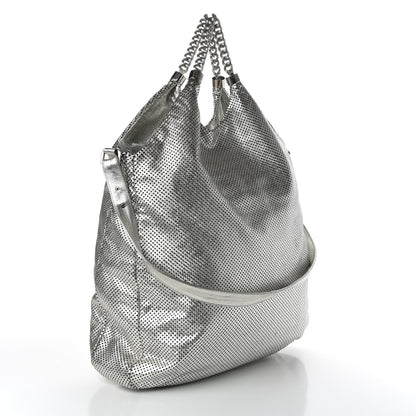 Chanel Metallic Glazed Calfskin Perforated Large Rodeo Drive Tote Silver 3 of 10