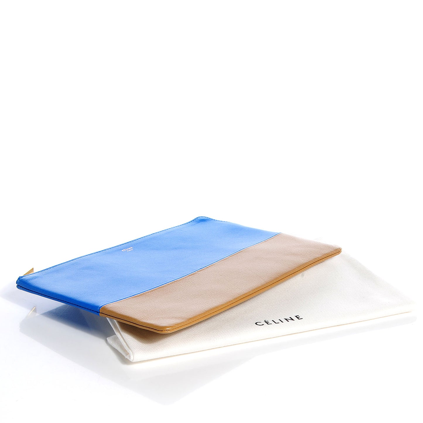 Smooth Lambskin Bi-Color Solo Clutch Pouch Royal Blue Khaki