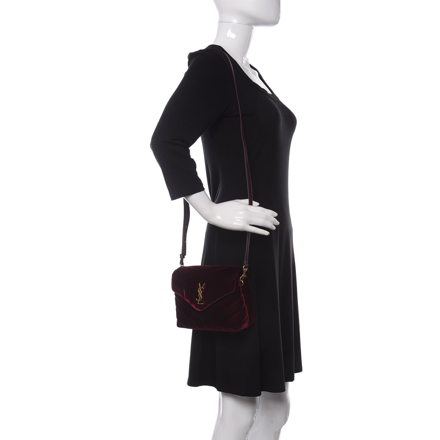 Saint Laurent Velvet Y Quilted Monogram Toy Loulou Chain Satchel Light Burgundy 2 of 11