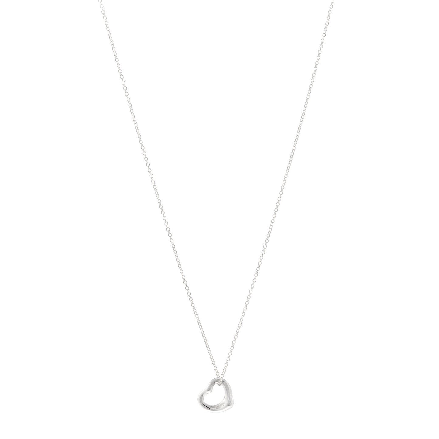 Sterling Silver 11mm Elsa Peretti Open Heart Pendant Necklace