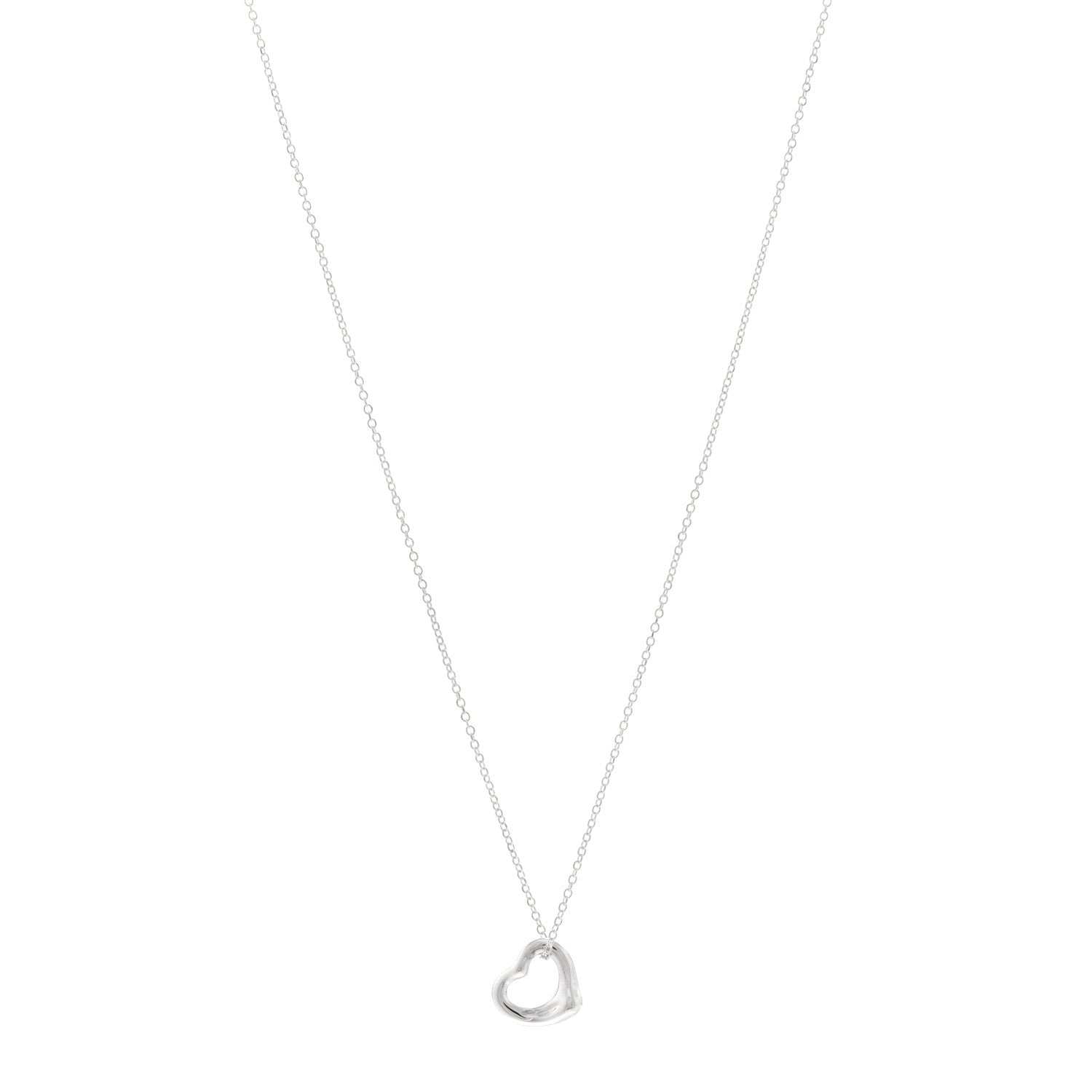 Tiffany Sterling Silver 11mm Elsa Peretti Open Heart Pendant Necklace 1 of 5