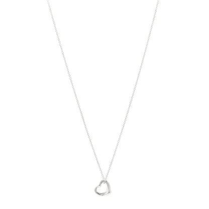 Tiffany Sterling Silver 11mm Elsa Peretti Open Heart Pendant Necklace 1 of 5