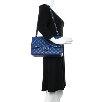 Chanel Lambskin Quilted Jumbo Double Flap Blue 2 of 12
