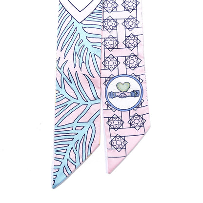 Hermes Silk La Danse Des Amazones Twilly Rose Pale Bleu Jaune 5 of 6