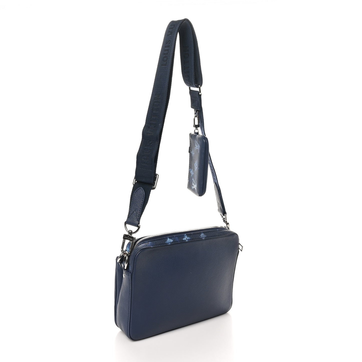 Monogram Ink Watercolor Trio Messenger Bag Blue