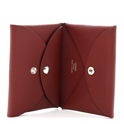 Hermes Epsom Calvi Duo Card Case Rouge H 5 of 8