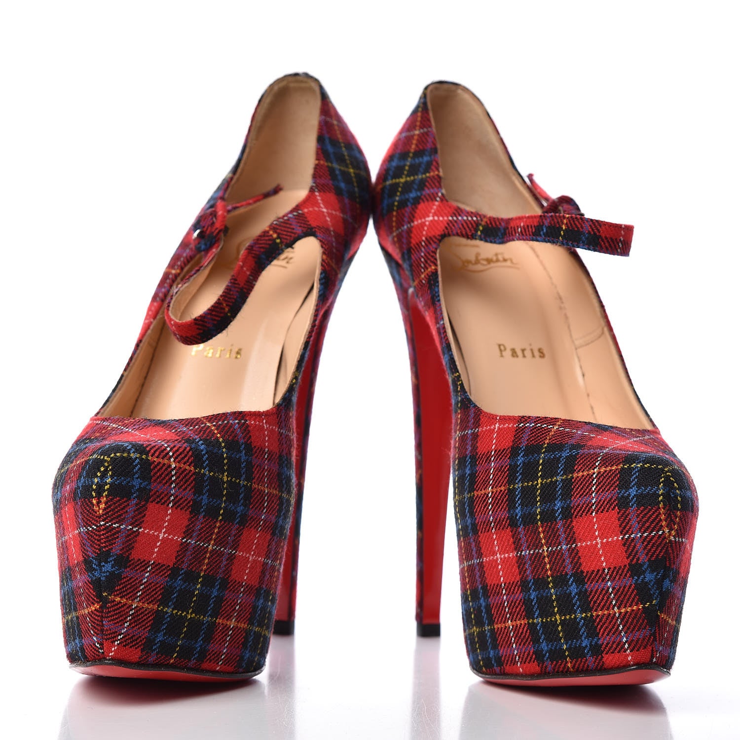 Christian Louboutin Fabric Tartan Print Lady Daf 160 Pumps 39 4 of 12