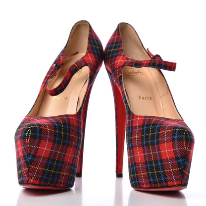 Christian Louboutin Fabric Tartan Print Lady Daf 160 Pumps 39 4 of 12