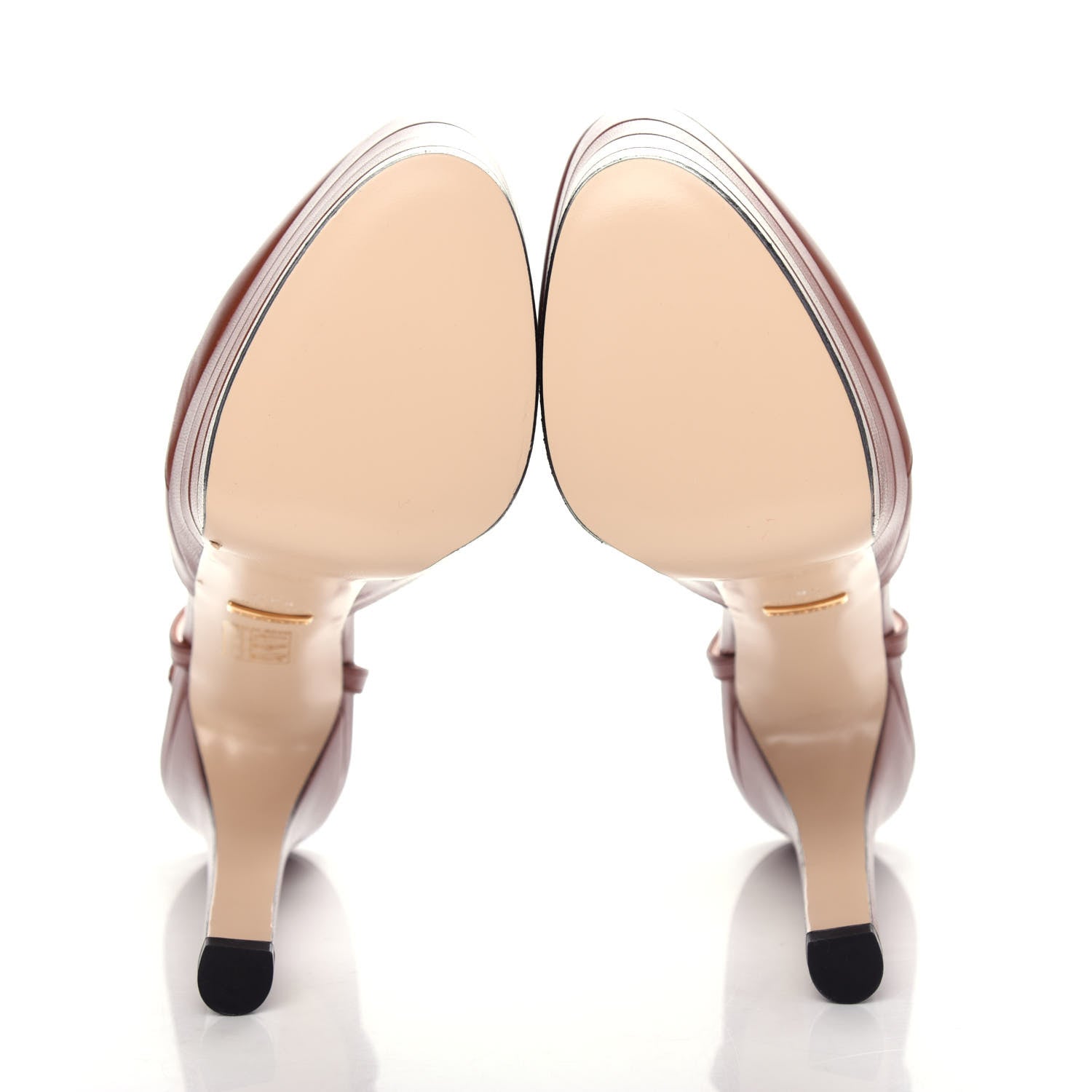 Gucci Malaga Kid Angel T-Strap Platform High Heel Pumps 38.5 Brown Papaya 6 of 10