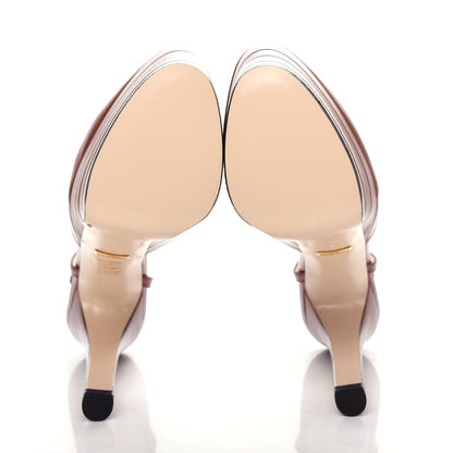 Gucci Malaga Kid Angel T-Strap Platform High Heel Pumps 38.5 Brown Papaya 6 of 10