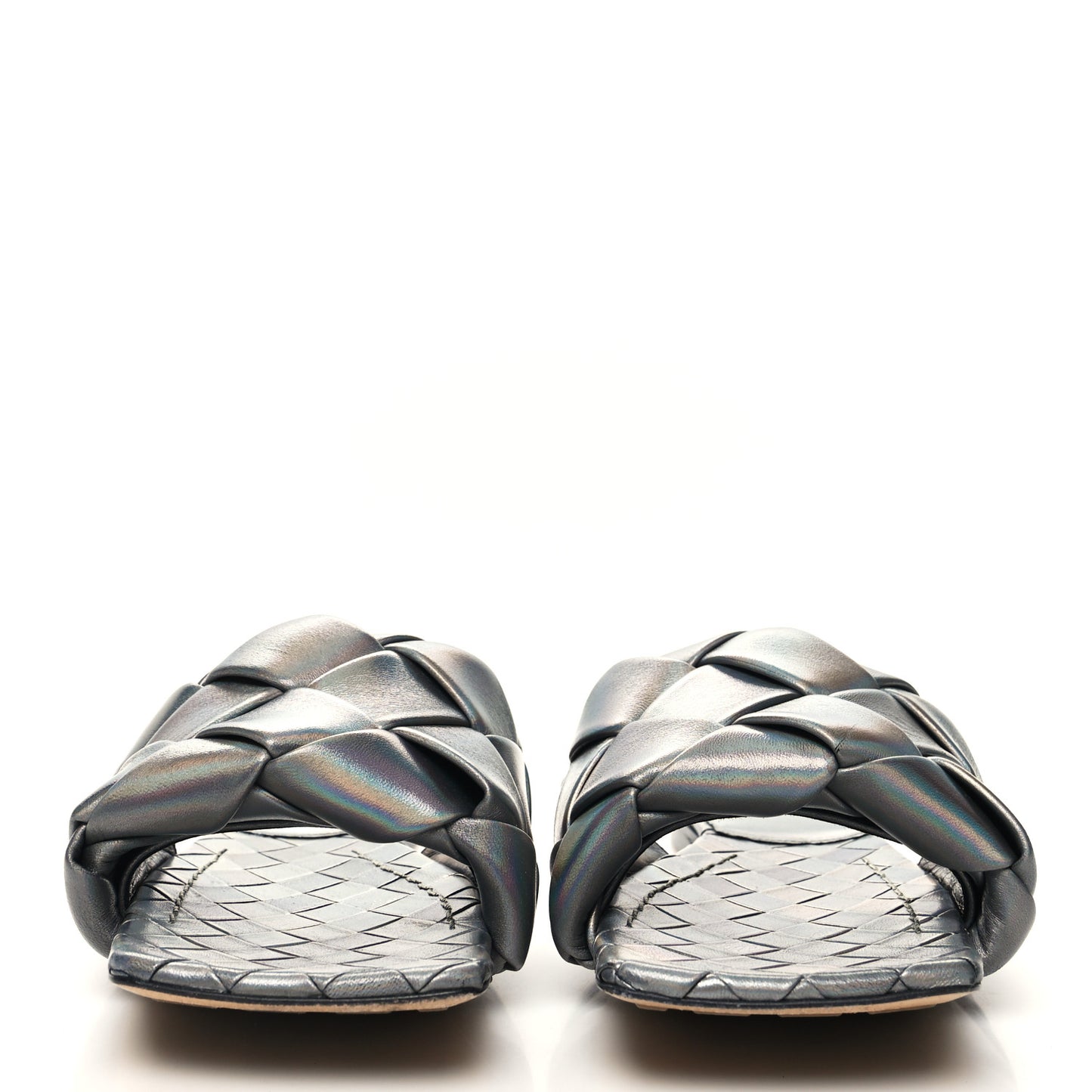 Laser Nappa Maxi Intrecciato Lido Flat Sandals 40 Oyster