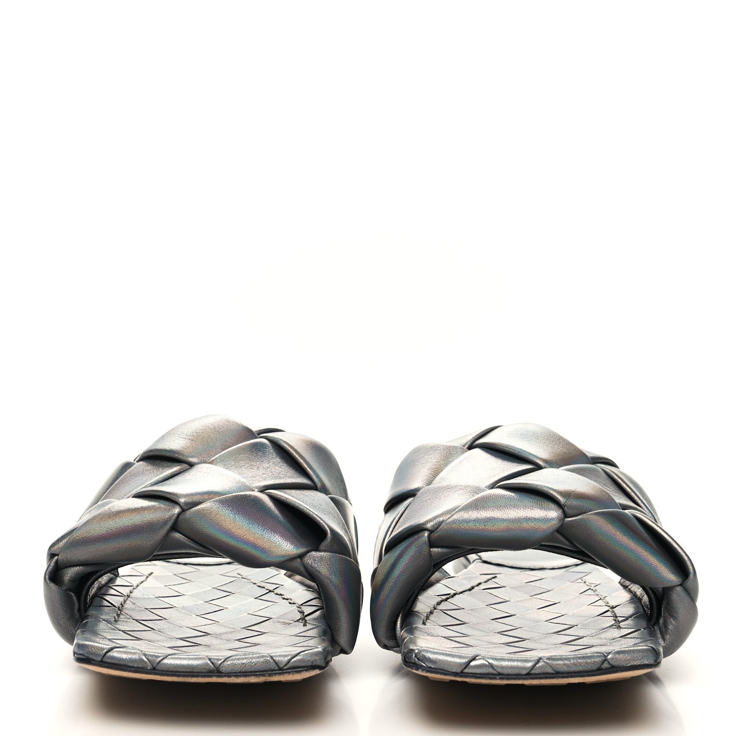 Bottega Veneta Laser Nappa Maxi Intrecciato Lido Flat Sandals 40 Oyster 2 of 7