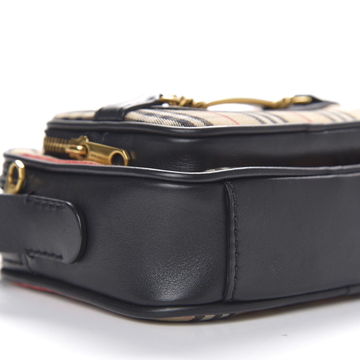 Burberry 1983 Knight Check Smooth Calfskin Link Camera Bag Black 5 of 10