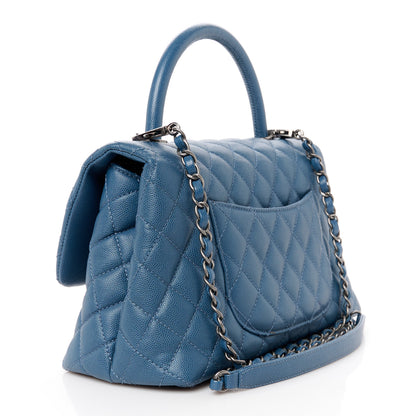 Chanel Caviar Quilted Small Coco Handle Flap Blue 3 of 11