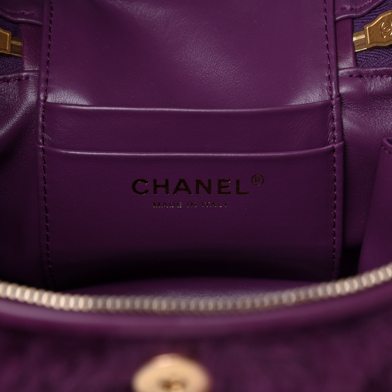 Chanel Shearling Lambskin Quilted Small Vanity Case Purple 6 of 10