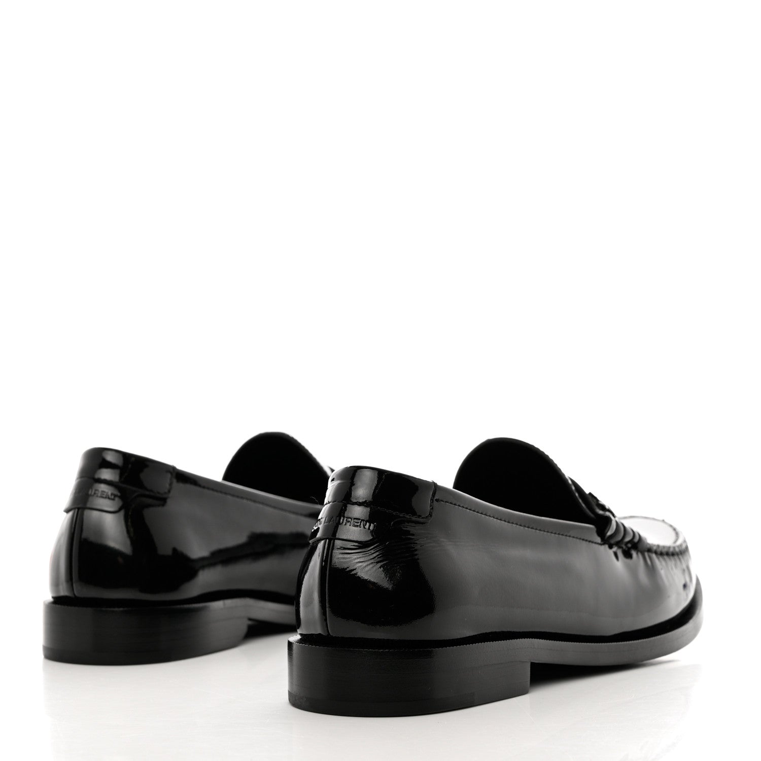 Saint Laurent Patent Calfskin Penny Loafers 40.5 Black 5 of 9