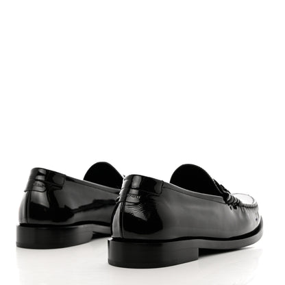 Saint Laurent Patent Calfskin Penny Loafers 40.5 Black 5 of 9