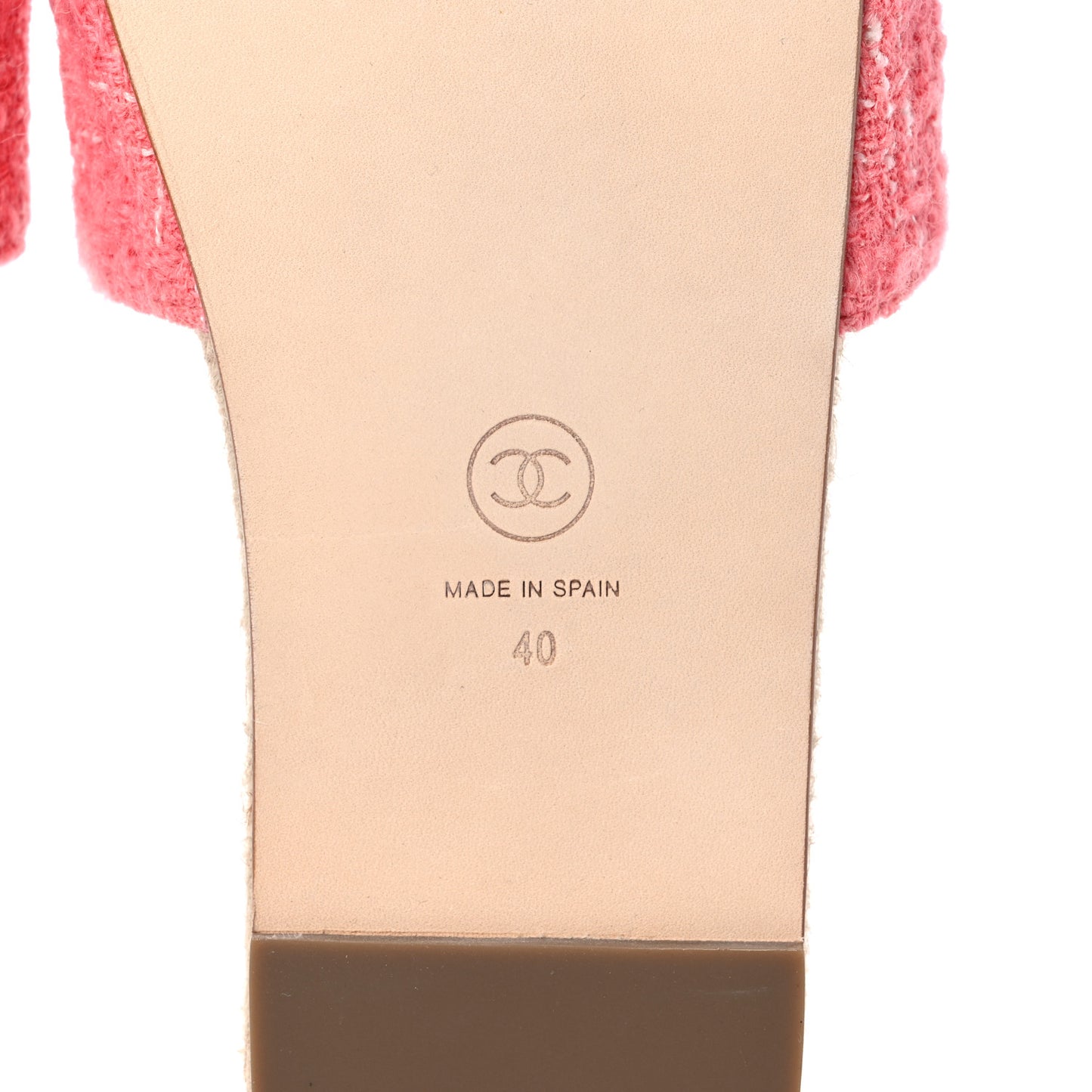 Tweed Grosgrain CC Mule Slide 40 Pink Black