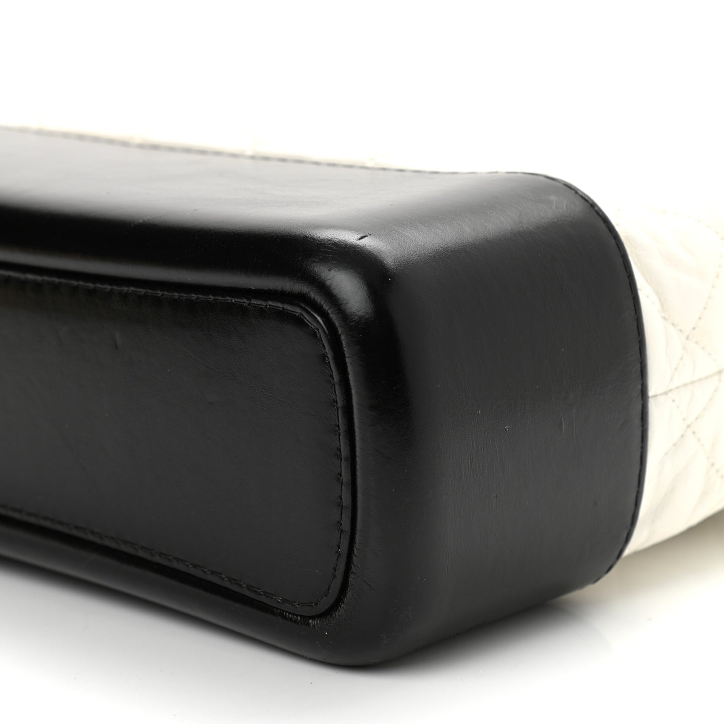 Aged Calfskin Quilted Large Gabrielle Hobo White Black
