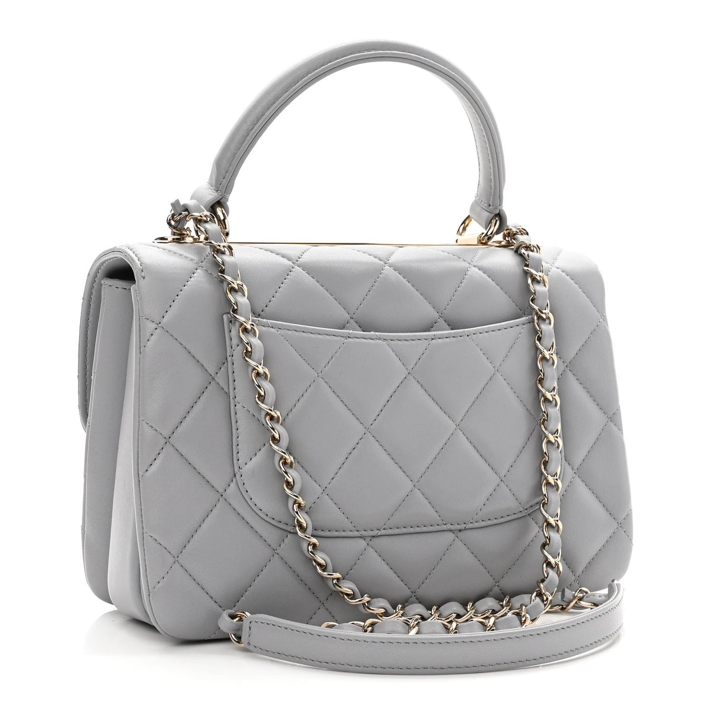 Lambskin Quilted Small Trendy CC Flap Dual Handle Bag Grey